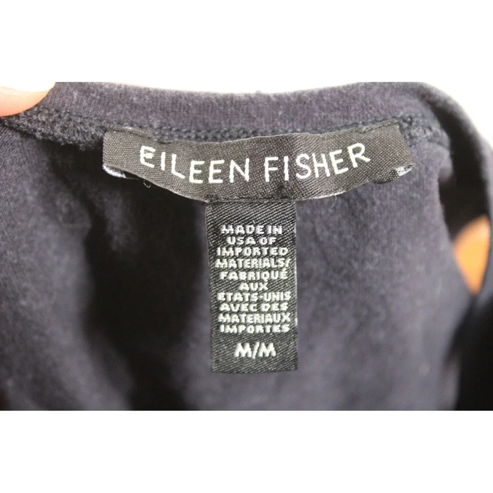 Eileen Fisher M Navy Blue Midi Tank Dress Lyocell Blend Pockets Lagenlook - Picture 5 of 7